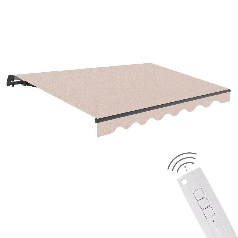 WASABI Store banne motorisé 4 x 2,5 m coloris sable – Télécommande incluse – Toile de protection solaire - beige polyester BTK425070-E_0