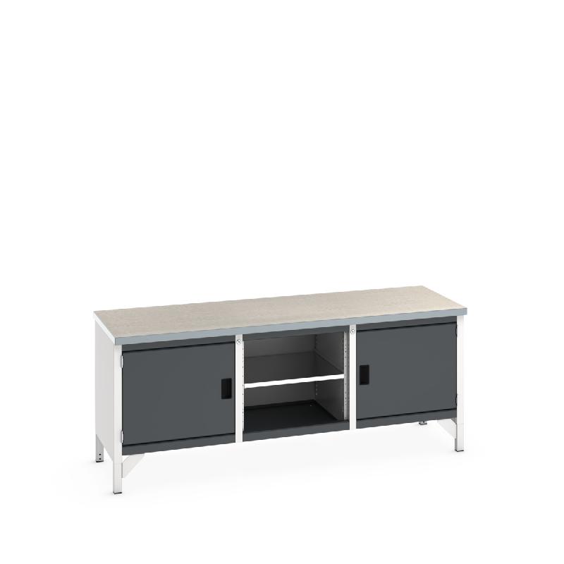 Établi monobloc KW Cubio 2078-3.1 Lino - 2 compartiments à porte et 1 tablette - 2000x750x840mm_0
