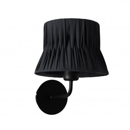 Applique intérieure cora à équiper ampoule e27 avec abat jour lamellé en coton coloris noiruban enveloppé noir_0