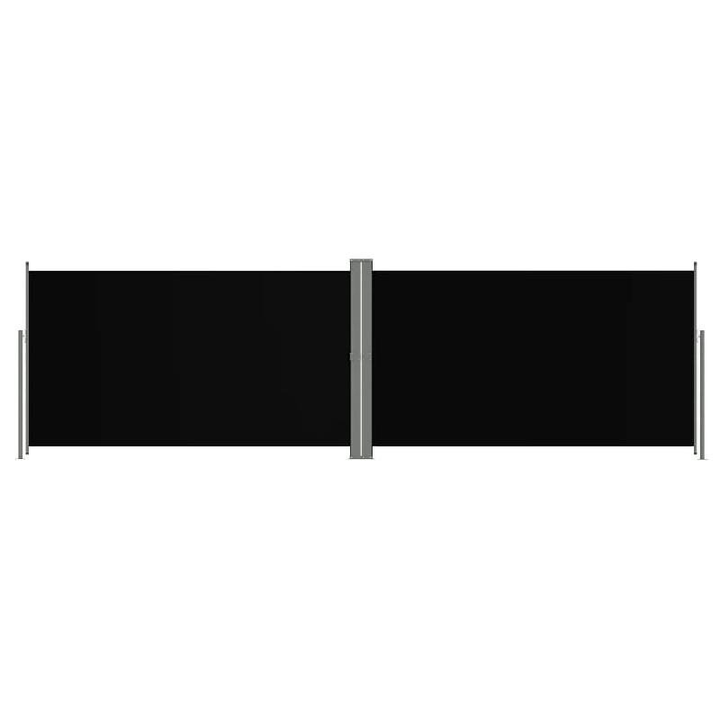 Auvent latéral rétractable - 180 x 600 cm - Noir - Enroulement automatique - Polyester résistant aux UV et à l'eau_0