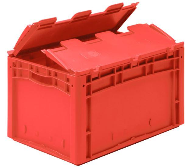 Bac gerbable norme europe, série xl, rouge  avec couvercle double rabat intégré capacité de charge 15 kg, volume 6 litres_0