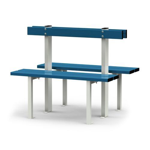 BANC VESTIAIRE DOUBLE SUR PIEDS LONGUEUR GES ASSISE EN ALU