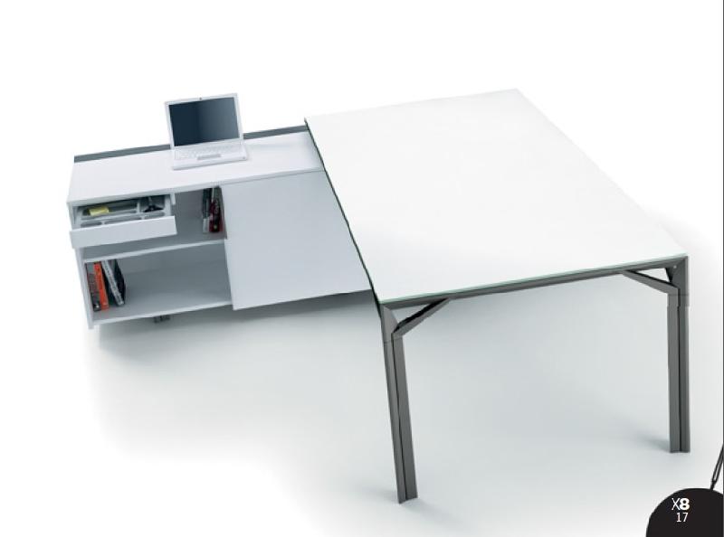 Bureau d'angle X8 avec plateau en verre - Officity. - 209, Verre Blanc, Droite_0