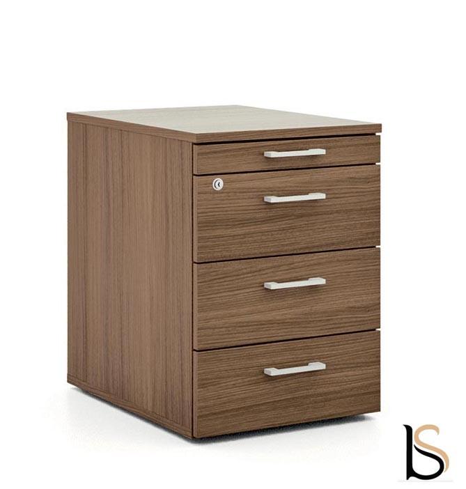 Caisson mobile 3 tiroirs  + 1 plumier  - QUADRIFOGLIO - Noyer Canaletto_1