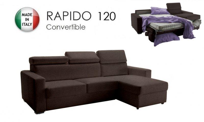 canape d angle reversible rapido sidney 120 cm coffre tetieres reglables tissu microfibre marron