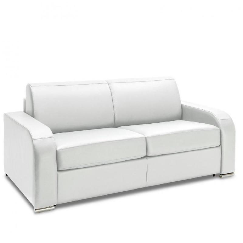 Canapé convertible express 3 places Sofia Edition - 140 cm - cuir Cayenne blanc - matelas 16 cm_0