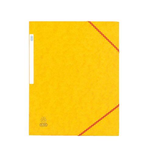 LOT DE 10 - CHEMISE À ÉLASTIQUE 3 RABATS CARTE OXFORD 24 X 32 CM DOS 2,5 CM JAUNE