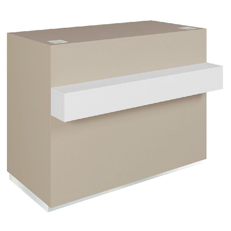 Comptoir Cage taupe repose sac blanc 1 tiroir 2 tablettes 120x60/76x93cm_0