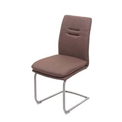 Décoshop26 - Chaise de salle à manger cuisine en tissu marron et acier inoxydable coutures décoratives 04_0002267 - marron 3000264632693_0