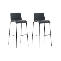 Décoshop26 - Lot de 2 tabourets de bar avec repose-pieds dossier incurvé en tissu gris foncé et 4 pieds en métal noir 10_0004200 - gris 3000251979763_0