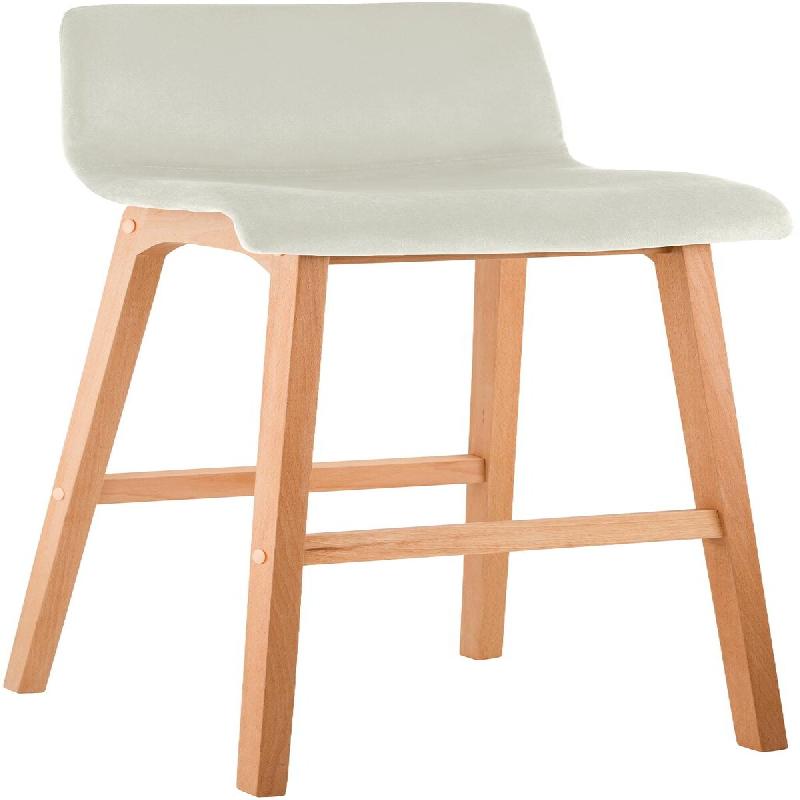 Décoshop26 - Tabouret de bar x1 piètement à 4 pieds en bois assise en velours crème style scandinave 10_0005830 - beige Bois massif 3000265244673_0