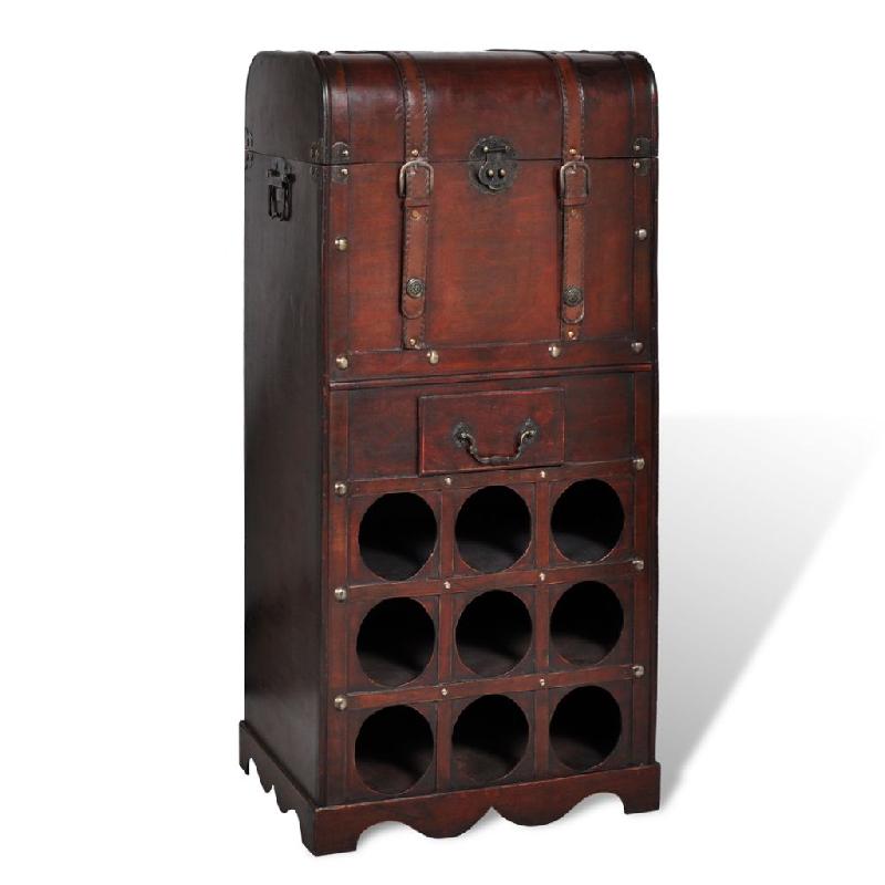 ETAGÈRE MEUBLE DE RANGEMENT POUR 9 BOUTEILLES MARRON 2702006_0