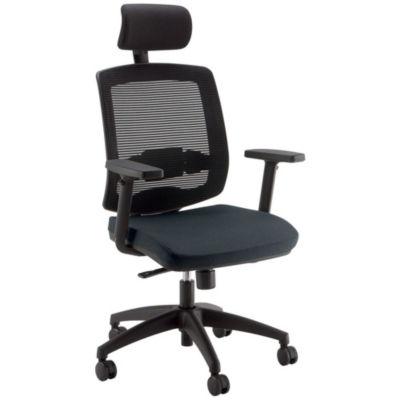 Fauteuil de bureau Malice  avec appui-tête et accoudoirs 3D, dossier H.75 cm - Maille filet / Tissu Gris anthracite_0