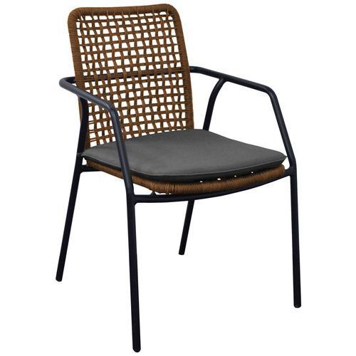 FAUTEUILS NANTES ROPE CARAMEL - COUSSIN ANTHRAC/STRUCT NOIRE