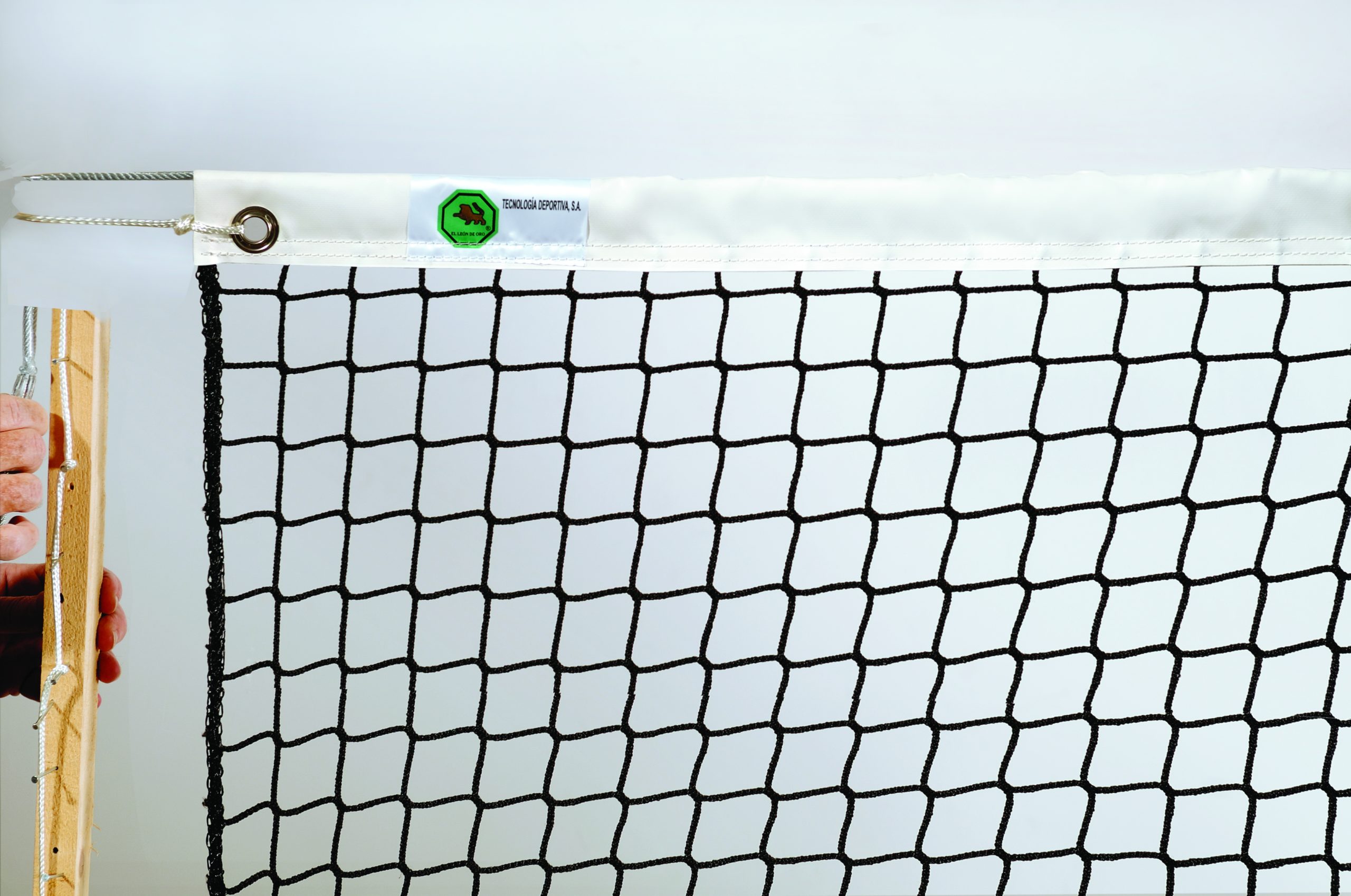 Filet de tennis competition 4mm noir - Norme EN 1510 - Polypropylène - Maille 45 - Dimensions 12m80 x 1m07 - bande PVC - câble de tension acier - Ref. T6141_0