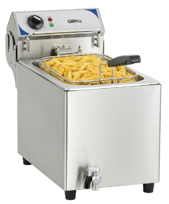 Friteuse professionnelle électrique - 10 litres avec vanne de vidange, thermostat réglable, 2800 W / 230 V - CFEV10B_0