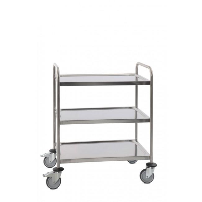 Guéridon inox soudé 3 plateaux - 880 x 580 x H1015 mm - CH80270 - inox 18/10 AISI 304 L - capacité 250 kg_0