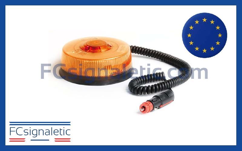 Gyrophare à LED LM400 Solaris orange embase magnétique prise allume cigare classe 1 SIRAC_0