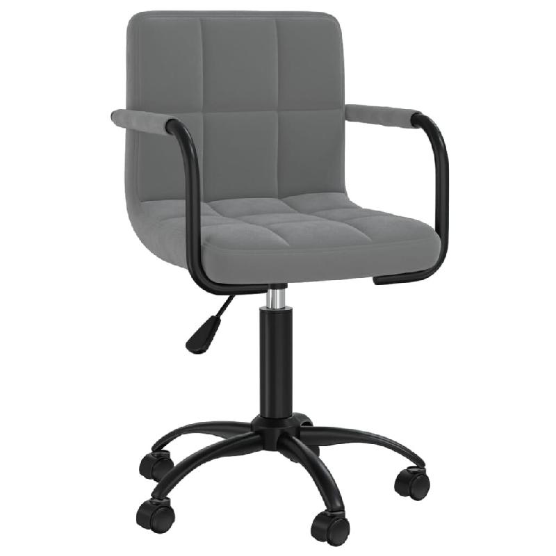 Helloshop26 - Chaise fauteuil siège pivotante de bureau informatique étude foncé velours gris 02_0024132 - gris acier 3000214701059_0