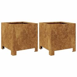 Helloshop26 - Jardinière bac lit surélevé plantes fleurs jardin terrasses lot de 2 30 x 30 x 30 cm acier corten marron 02_0038918 - 3000217948819_0