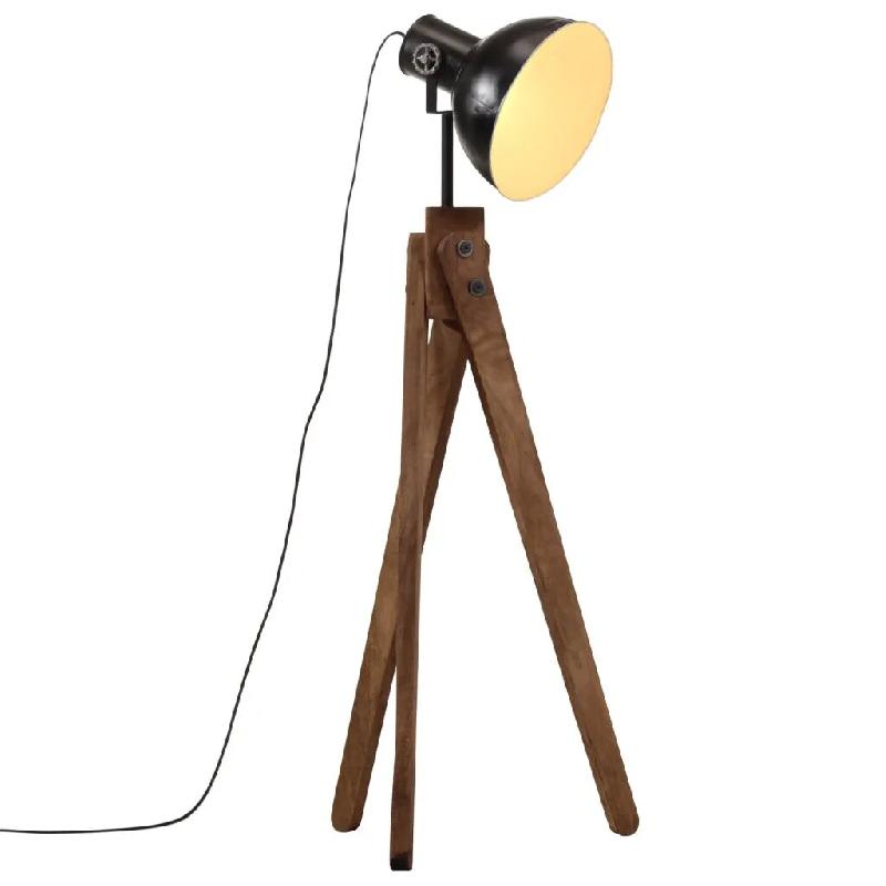 Helloshop26 - Lampadaire industriel réglable ambiance cosy 45 x 45 x 120 cm en fer noir 02_0047530 - noir Bois massif 3000234831224_0