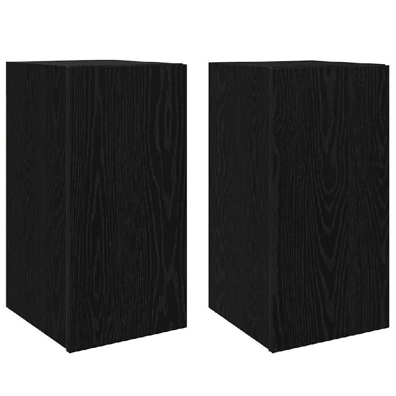 Helloshop26 - Lot de 2 meubles TV muraux modernes gain de place 30,5 x 30 x 60 cm en bois d'ingénierie chêne noir 02_0052448 - noir Bois massif 3000_0