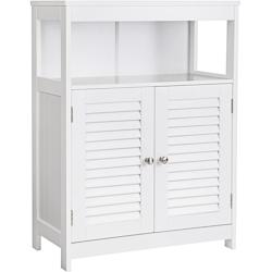 Helloshop26 - Placard armoire meuble salle de bain de rangement commode avec 2 portes 80 cm MDF blanc 12_0000821 - 3000107288988_0