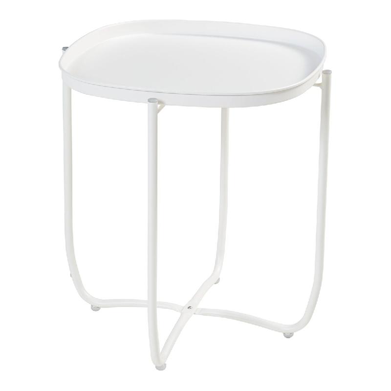 Helloshop26 - Table basse console d'appoint avec plateau amovible 53 x 46 x 46 cm acier blanc 03_0010763 - 3000225396404_0