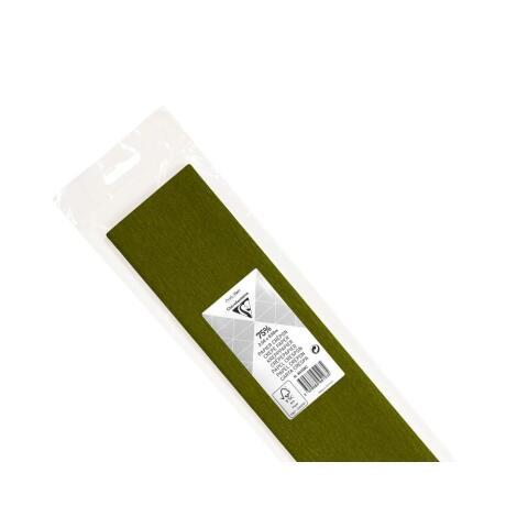 LOT DE 10 - PAPIER CRÉPON, SACHET DE 1 FEUILLE PLIÉE 75% AU FORMAT 2,50X0,50M - VERT MOUSSE
