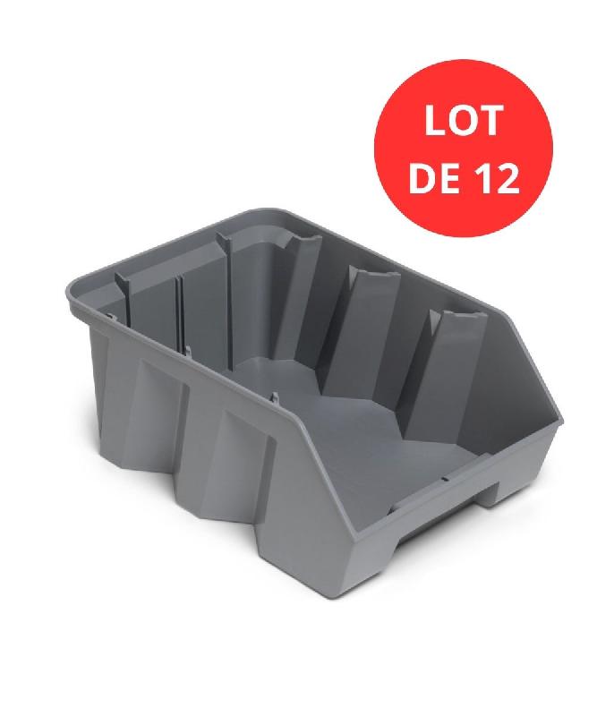 Lot de 12 bacs duetto 12,5 litres plastique gris_0