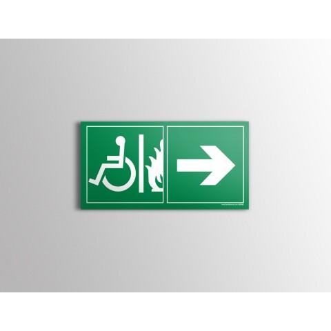 LOT DE 2 - PANNEAU ÉVACUATION PMR - SORTIE DE SECOURS DROITE (300 X 150 MM, PVC)