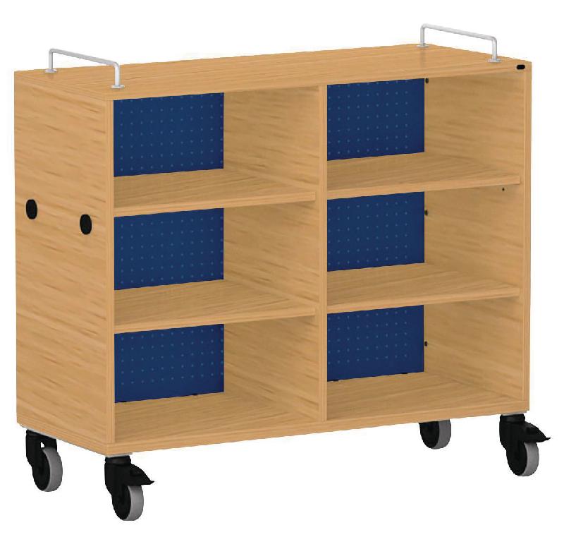 MEUBLE BAS SHIFT+ LANDSCAPE MÉLAMINÉ 4 ÉTAGÈRES - HÊTRE - BLEU SAPHIR - MANUTAN COLLECTIVITÉS