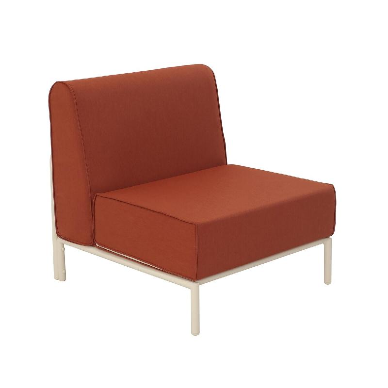 Oviala Business Chauffeuse pour salon pour jardin modulable en tissu terracotta Oviala 72 x 80 x 78 cm - orange polyester 114803_0