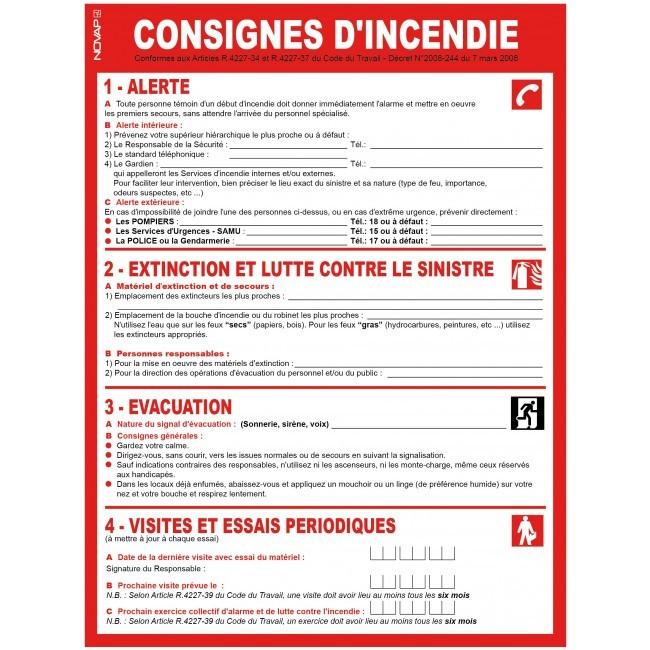 Panneaux rigides 300x400 mm affichage consignes légales consignes d'incendie - PNLGPSC-NV01/INC_0
