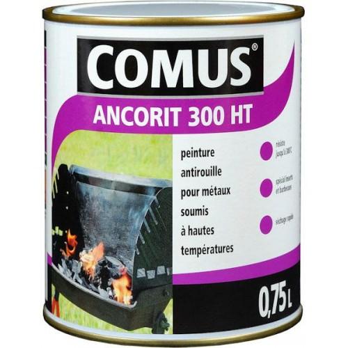 PEINTURE ANTIROUILLE NOIR - HAUTE TEMPERATURE - 0,75 L - ANCORIT 300 HT COMUS
