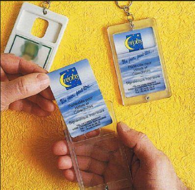 Porte-clés publicitaires - Porte-carte transparent ou blanc - Personnalisable en polycarbonate_0