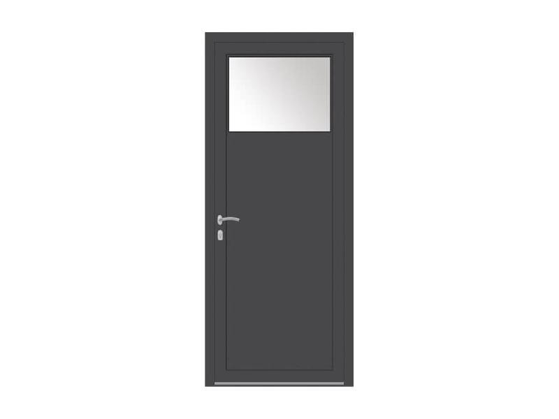 Porte de Service Aluminium 1 Vantail PROFILS SYSTÈMES Ouvrant Visible Vitrage Anti-Effraction Oculus 1/4 Haut Sur Mesure Référence: Porte Service Alu 1 Vantail_0