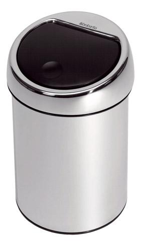 POUBELLE MURALE 3 LITRES BRABANTIA TOUCH-BIN RONDE INOX BRILLANT