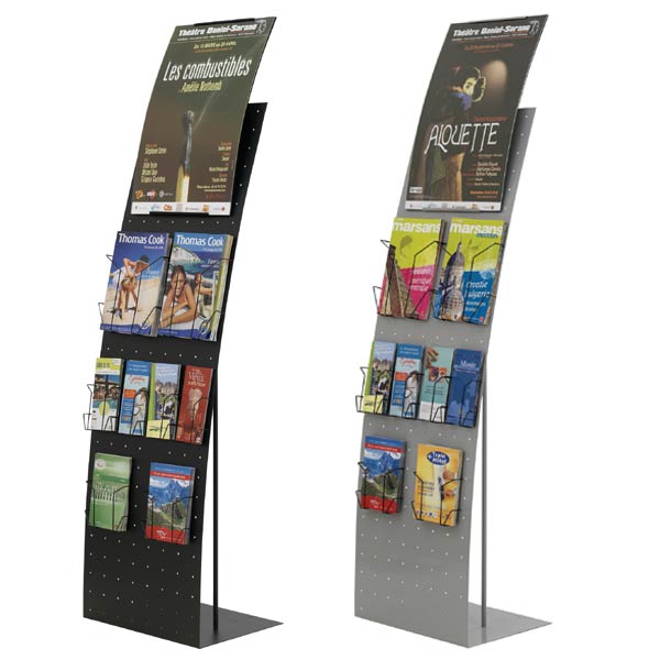 PRÉSENTOIR BLACK-LINE® 3000 GRIS L 48 CM AVEC PORTE-AFFICHE H 60 X L 40 CM