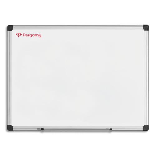 Pergamy tableau blanc émaillé magnétique, cadre aluminium, format : l120 x h90 cm_0