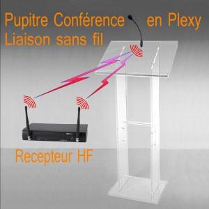 Pupitre de conférence en plexiglass - micro flexible - liaison sans fil 740 MHz_0