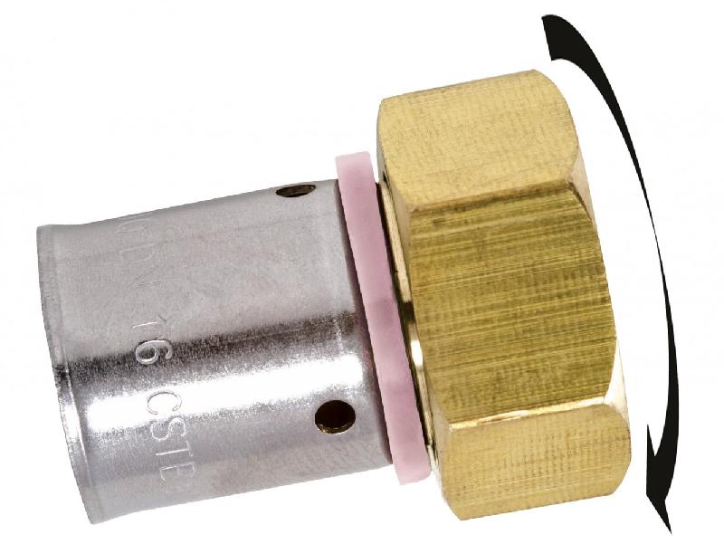 Raccord droit à sertir en laiton - F 12 x 17 - Pour tube en PER - Norme ACS_0