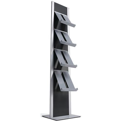 RACK AUTOPORTANT POUR BROCHURES NOIR AVEC ÉTAGÈRE - SHOWDOWN DISPLAYS
