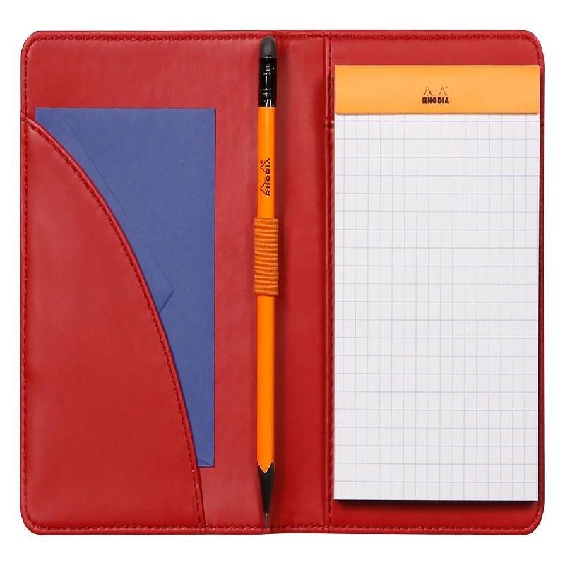 RHODIA 212007C - Livret Porte-Bloc et Porte-Documents N°12 Coquelicot - pour Bloc-Notes ou Carnets de Format B7 (8,5 x 12 cm) - Simili Cuir Italien P_0