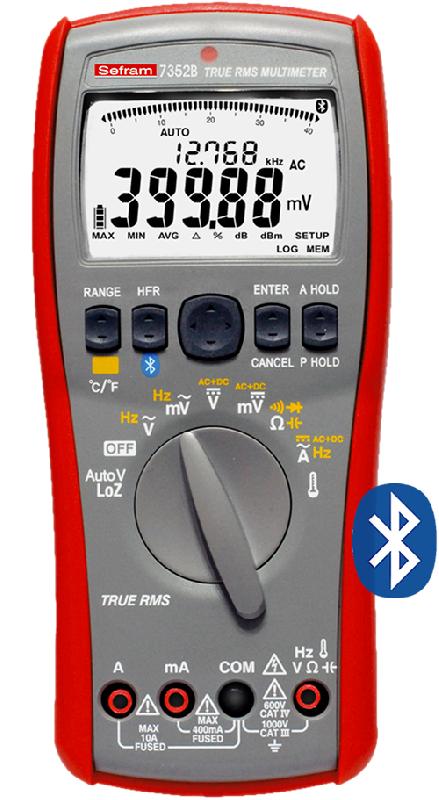 MULTIMÈTRE ENREGISTREUR PORTABLE 40000PTS, AC/DC TRMS, 1000V/10A - AVEC USB & BLUETOO - SEF7352B
