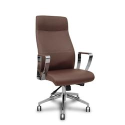 Sillón dirección Ergo540 sincro similpiel marrón base cromo ruedas cromadas - multi-matériau 540DSSP363BARC60_0