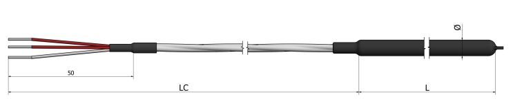 Sonde à résistance tubulaire (RTD) - Pour environnements agressifs avec protection PTFE (250°C) - PT60_0