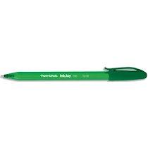 STYLO BILLE À CAPUCHON, POINTE MOYENNE, CORPS TRIANGULAIRE PLASTIQUE COULEUR, ENCRE ULV VERTE. - LOT DE 36