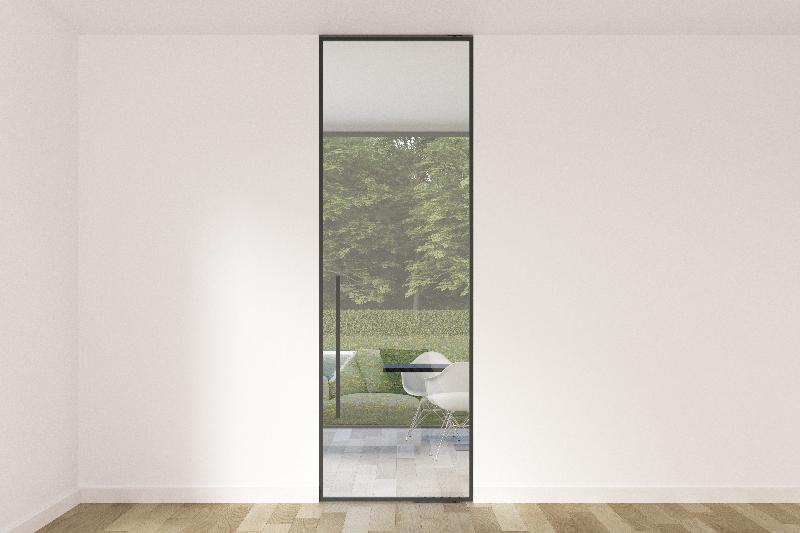 Système de porte/cloison G80 + D1s - Paroi robuste en verre sans cadre avec porte battante minimaliste_0