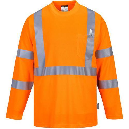 T-SHIRT HI-VIS MANCHES LONGUES AVEC POCHE - PORTWEST